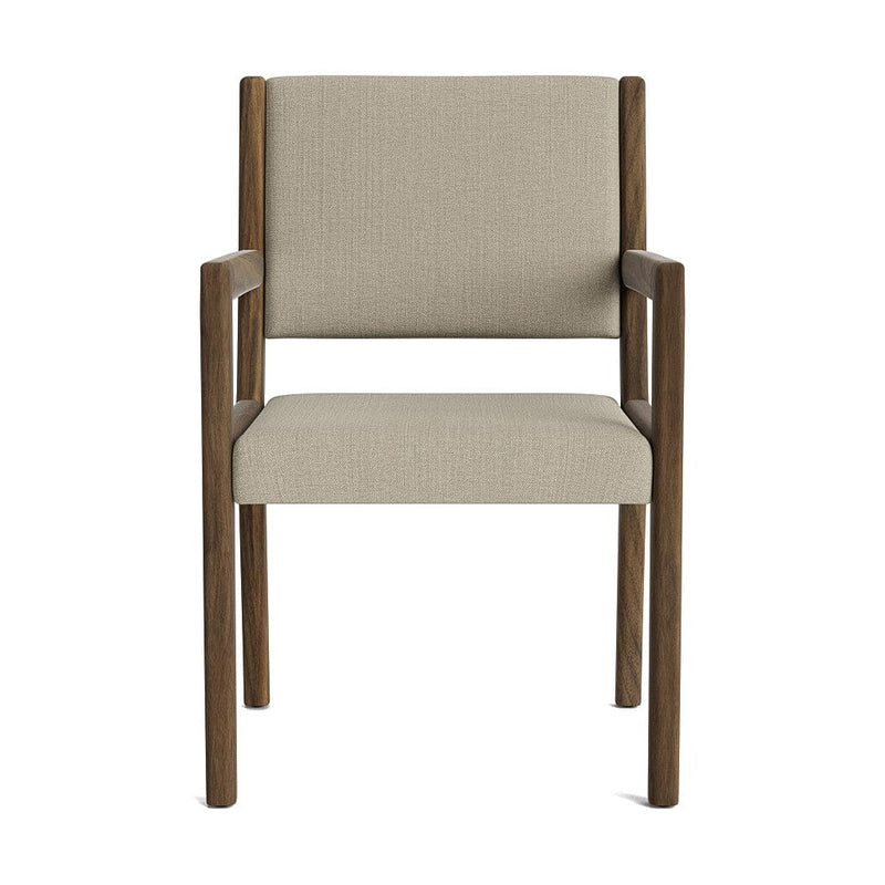 Jasmi Dining Arm Chair in Natural Latex - Linen Dining Chairs Medley Walnut Juneberry Pebble 