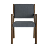 Jasmi Dining Arm Chair in Natural Latex - Linen Dining Chairs Medley Walnut Juneberry Peppercorn 