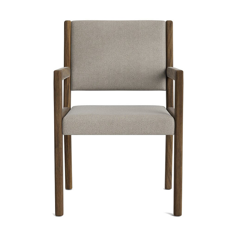 Jasmi Dining Arm Chair in Natural Latex - Linen Dining Chairs Medley Walnut Stonecrop Flax 