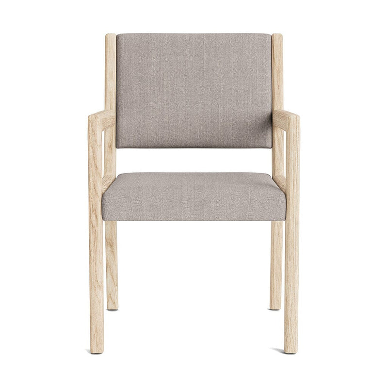 Jasmi Dining Arm Chair in Natural Latex - Linen Dining Chairs Medley White Oak Juneberry Cobblestone 