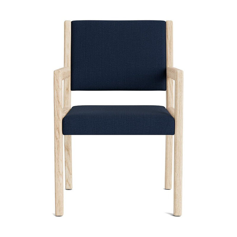 Jasmi Dining Arm Chair in Natural Latex - Linen Dining Chairs Medley White Oak Juneberry Indigo 