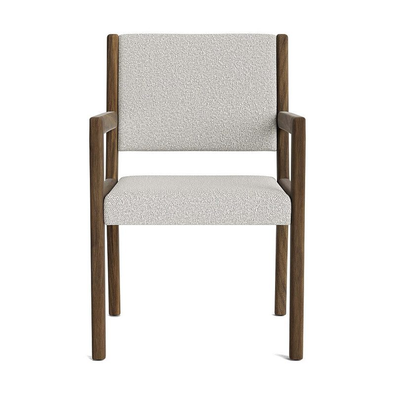 Jasmi Dining Arm Chair in Natural Latex - Recycled Polyester Dining Chairs Medley Walnut Poplar Bouclé Vanilla 