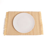 KAZI Neutral Fringed Placemats - 18" Natural, Set of 2 Decor KAZI 