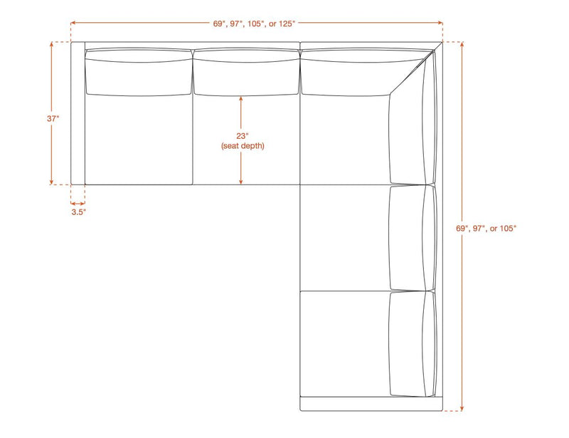 Lala Corner Sectional in Natural Latex - Cotton