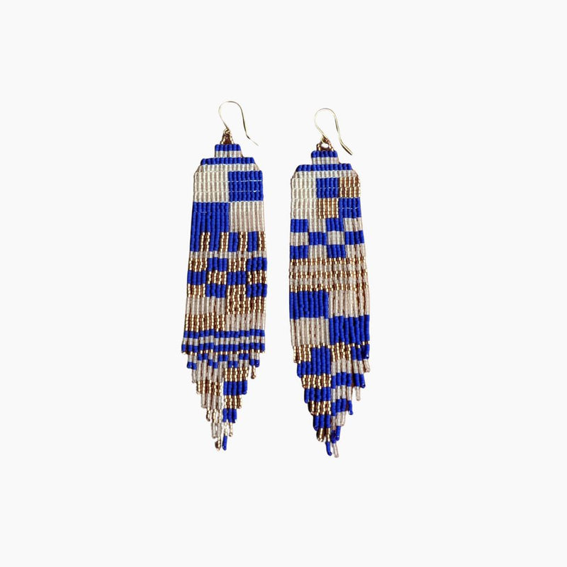 Large Checkerboard Beaded Earrings