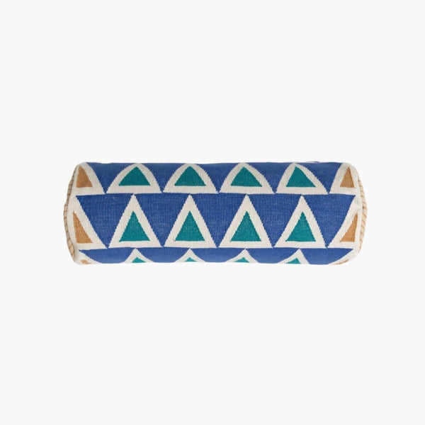 Leah Singh MAYA TRIANGLES BOLSTER - BLUES Pillow Leah Singh 