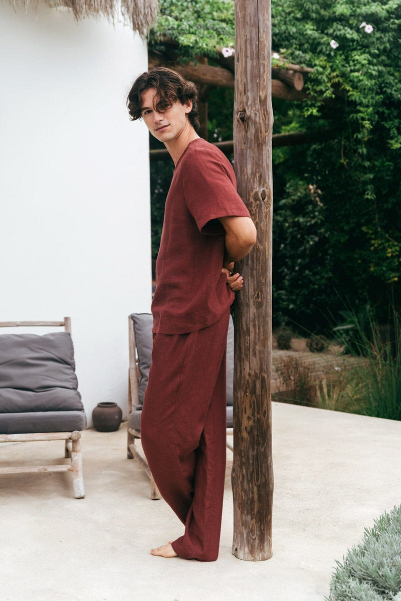 Men's Leo Linen Short Sleeve Pajama Set