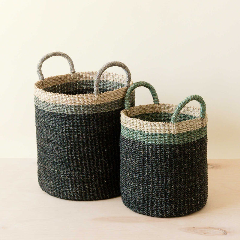 Black Floor Basket with Handles