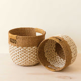 LIKHÂ Golden Brown Round Baskets, set of 2 - Handcrafted Bins | LIKHÂ LIKHÂ 