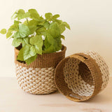 LIKHÂ Golden Brown Round Baskets, set of 2 - Handcrafted Bins | LIKHÂ LIKHÂ 