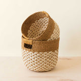 LIKHÂ Golden Brown Round Baskets, set of 2 - Handcrafted Bins | LIKHÂ LIKHÂ 