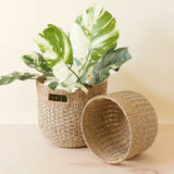 LIKHÂ Grey + Natural Round Bottom Baskets, set of 2 - Woven Baskets | LIKHÂ LIKHÂ 