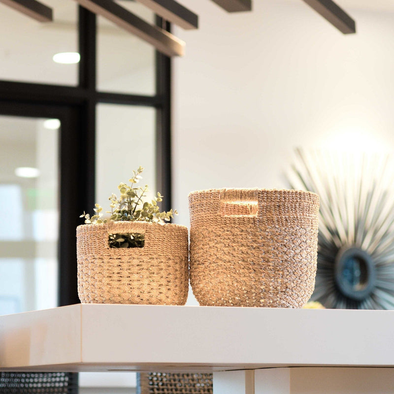 LIKHÂ Grey + Natural Round Bottom Baskets, set of 2 - Woven Baskets | LIKHÂ LIKHÂ 