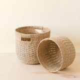 LIKHÂ Grey + Natural Round Bottom Baskets, set of 2 - Woven Baskets | LIKHÂ LIKHÂ 