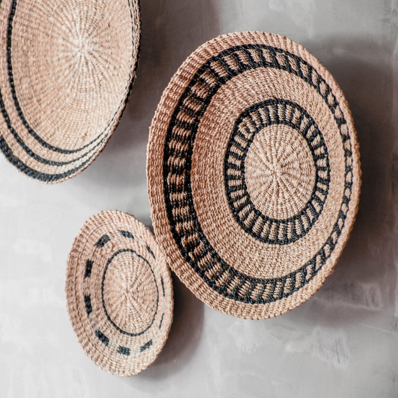 LIKHÂ Natural + Black Wall Baskets, Large - Woven Wall Baskets | LIKHÂ Wall Baskets LIKHÂ 