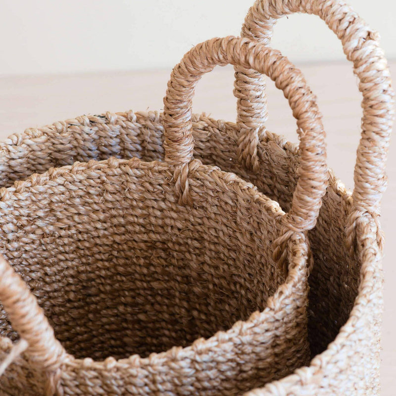 LIKHÂ Natural Tabletop Mini Basket with Handle Set of 2 - Weave Baskets | LIKHÂ Baskets LIKHÂ 