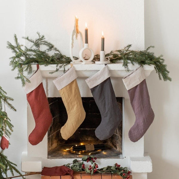 Linen Holiday Stocking Set