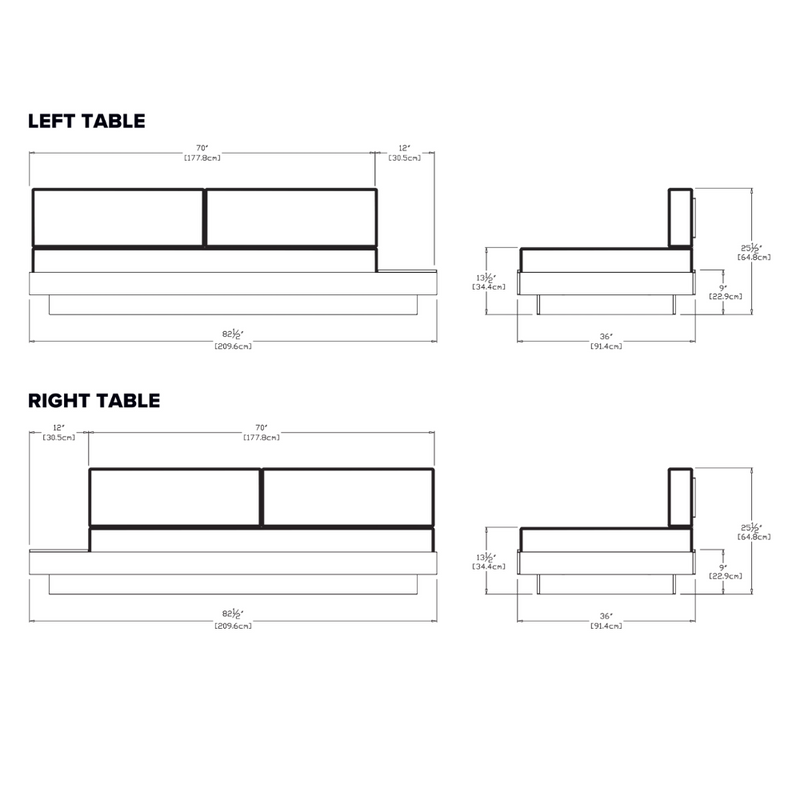 Platform One Recycled Outdoor Sectional Sofa Left/Right Table