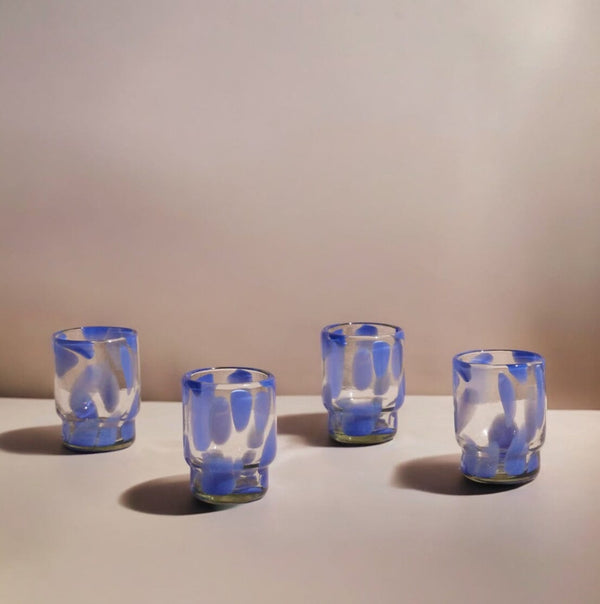 Marta Stackable Glass Blue and Clear Set Drinking Glasses MESO Goods 