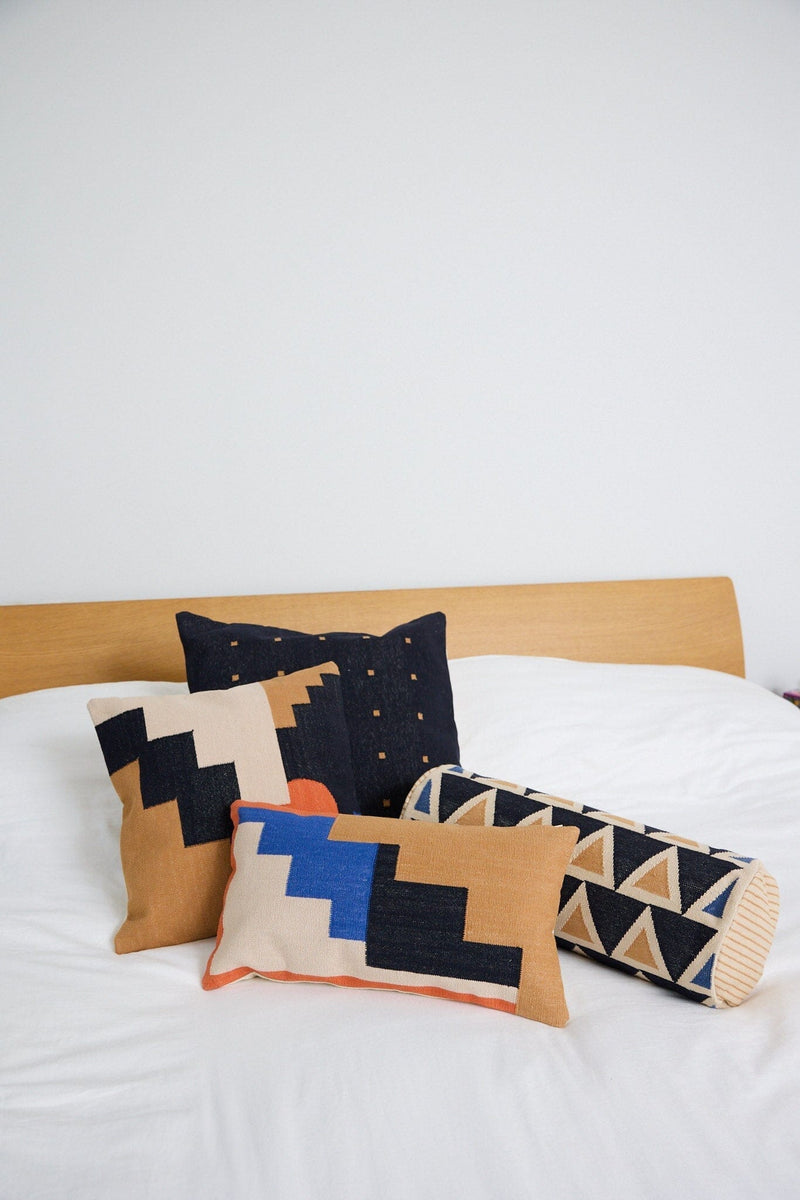 Maya Triangles Cotton Bolster Lumbar Pillows Leah Singh 