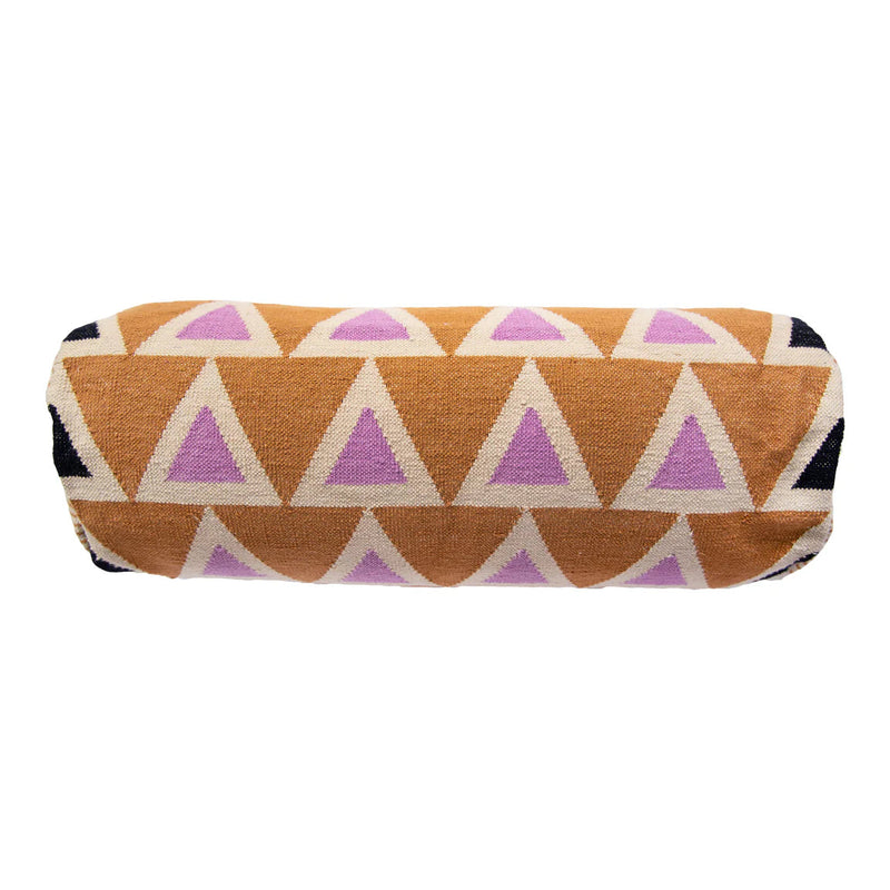 Maya Triangles Cotton Bolster Lumbar Pillows Leah Singh Pink 