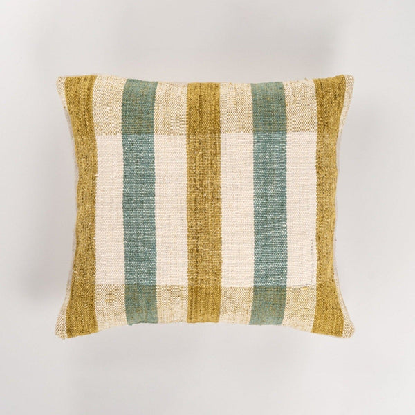 Mayapo Wool Pillow Cover Throw Zuahaza Aquamarine Blue and Golden Olive 