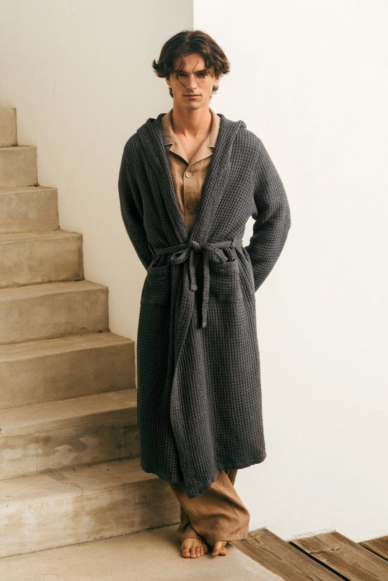 Men's Waffle Linen Bathrobe