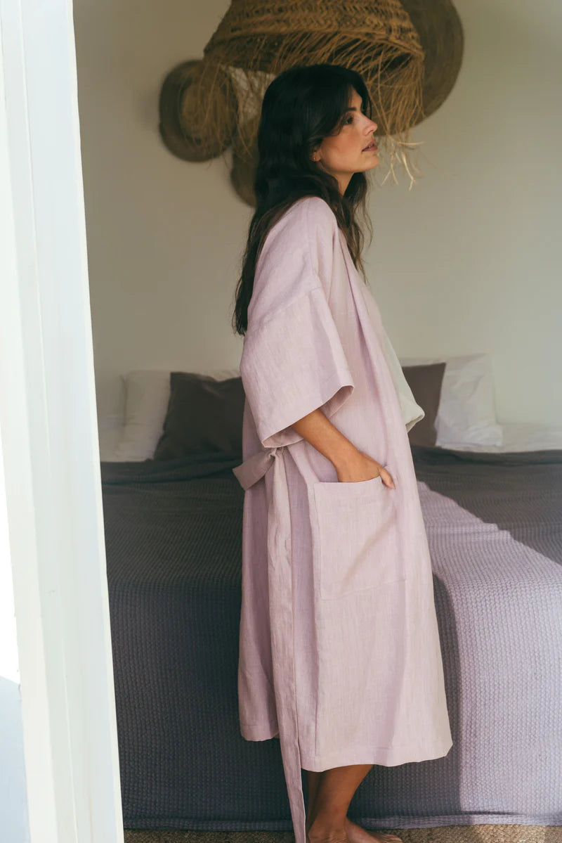 Midnight Linen Bathrobe