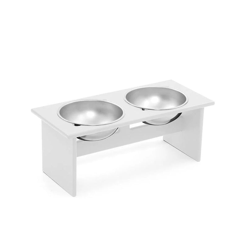 Minimalist Double Dog Bowl Dog Bowls Loll Designs Medium Cloud White 