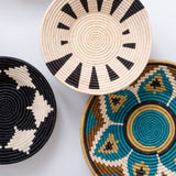 Monochrome Daisy Basket Woven Bowls Maadili Collective 