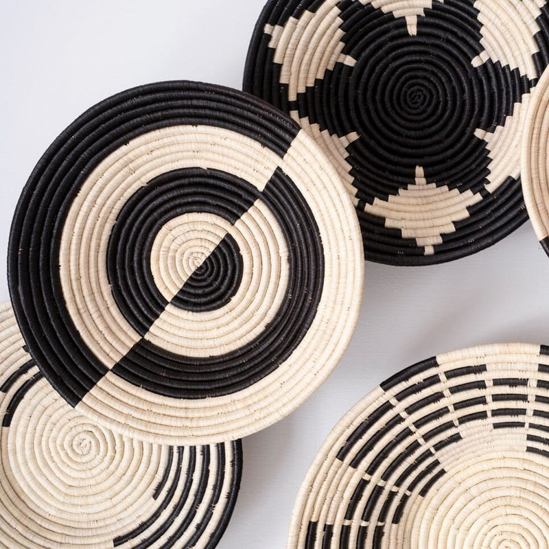 Monochrome Daisy Basket Woven Bowls Maadili Collective 