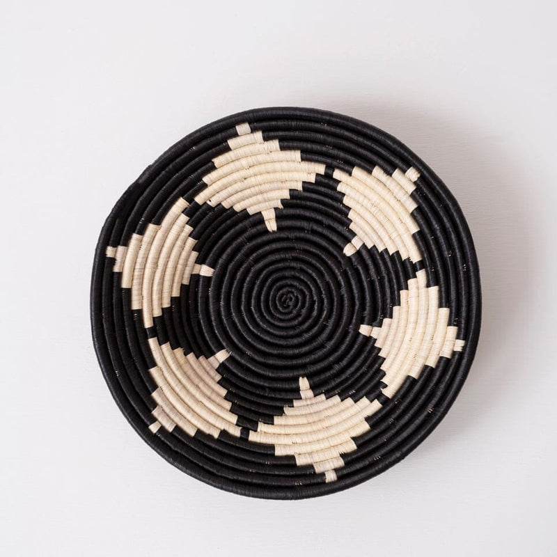 Monochrome Daisy Basket Woven Bowls Maadili Collective 