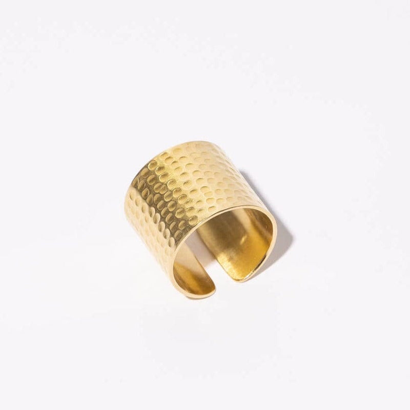 Mulxiply Adjustable Cuff Ring - Hammered Brass Rings Mulxiply 