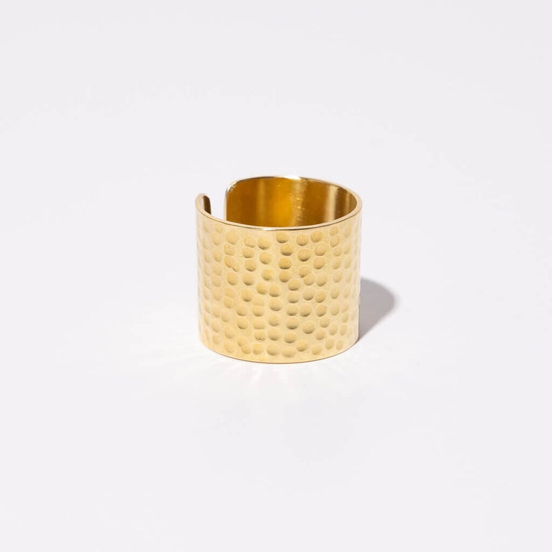 Mulxiply Adjustable Cuff Ring - Hammered Brass Rings Mulxiply 