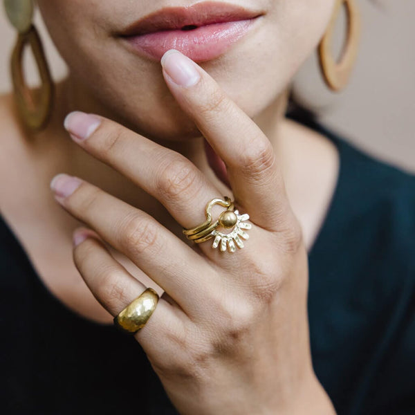 Mulxiply Arch Stacking Ring - Hammered Brass Rings Mulxiply 