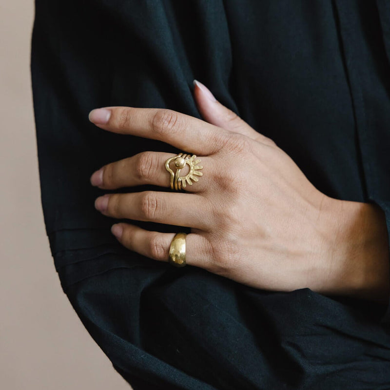 Mulxiply Arch Stacking Ring - Hammered Brass Rings Mulxiply 