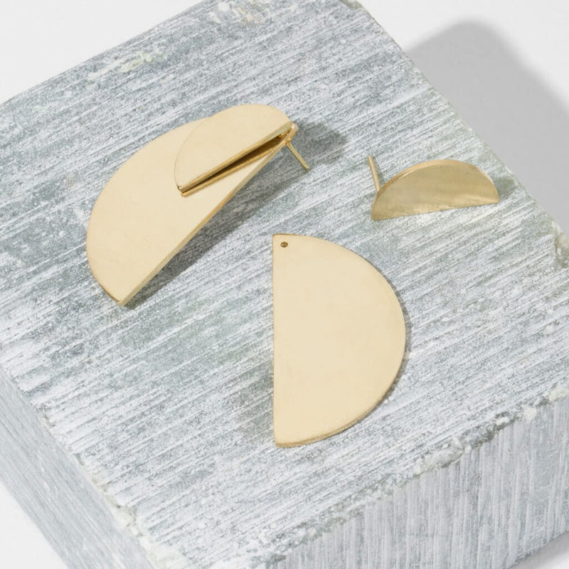 Mulxiply Balance Half Circle 2-in-1 Earrings - Brass Earrings Mulxiply 