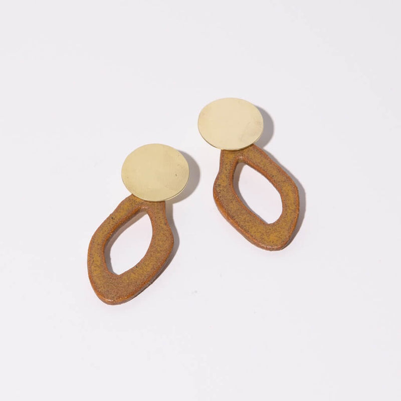 Mulxiply Canyon Drop Earrings - Golden Umber + Brass Earrings Mulxiply 