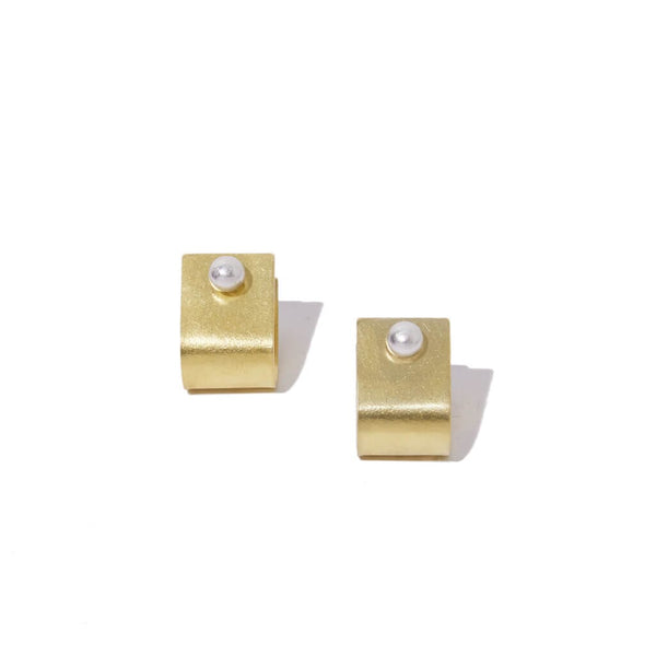 Mulxiply Dot Huggie Earrings - Brass and Sterling Silver Earrings Mulxiply 