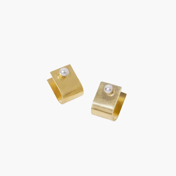 Mulxiply Dot Huggie Earrings - Brass and Sterling Silver Earrings Mulxiply 