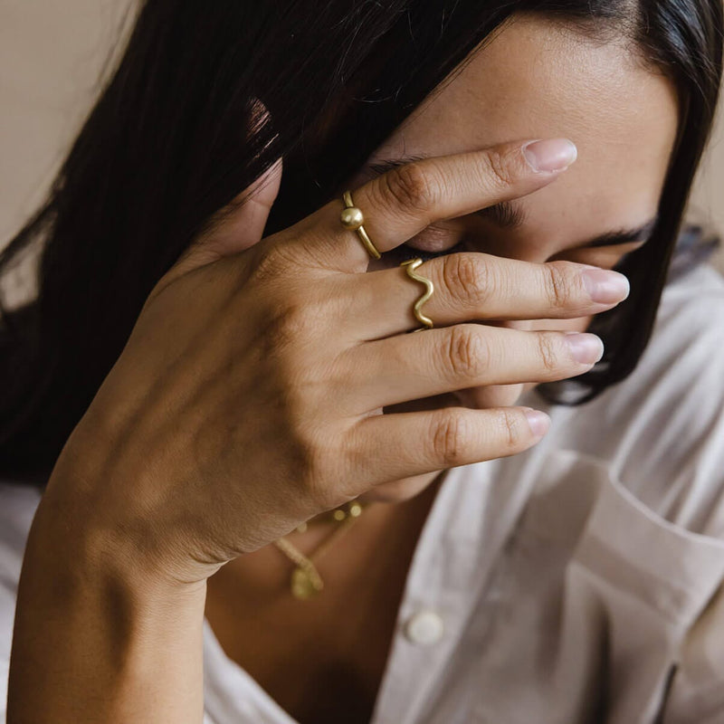 Mulxiply Droplet Stacking Ring - Hammered Brass Rings Mulxiply 