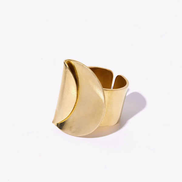 Mulxiply Enfold Adjustable Statement Ring - Brass Rings Mulxiply 