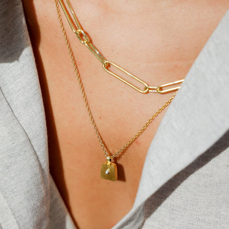 Mulxiply Granule Necklace - Brass + Sterling Silver Necklaces Mulxiply 