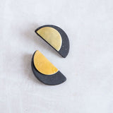 Mulxiply Half Moon 2-in-1 Earrings - Pottery + Brass Earrings Mulxiply 