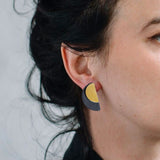 Mulxiply Half Moon 2-in-1 Earrings - Pottery + Brass Earrings Mulxiply 