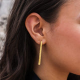 Mulxiply Minimal Stick Earrings - Hammered Brass Earrings Mulxiply 