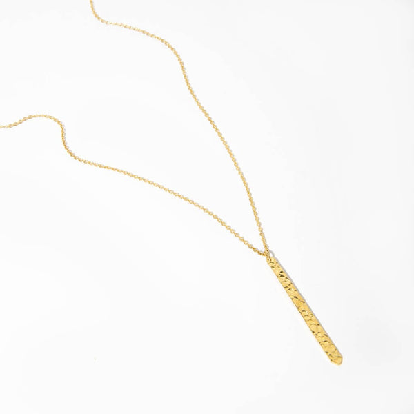 Mulxiply Minimal Stick Necklace - Hammered Brass Necklaces Mulxiply 