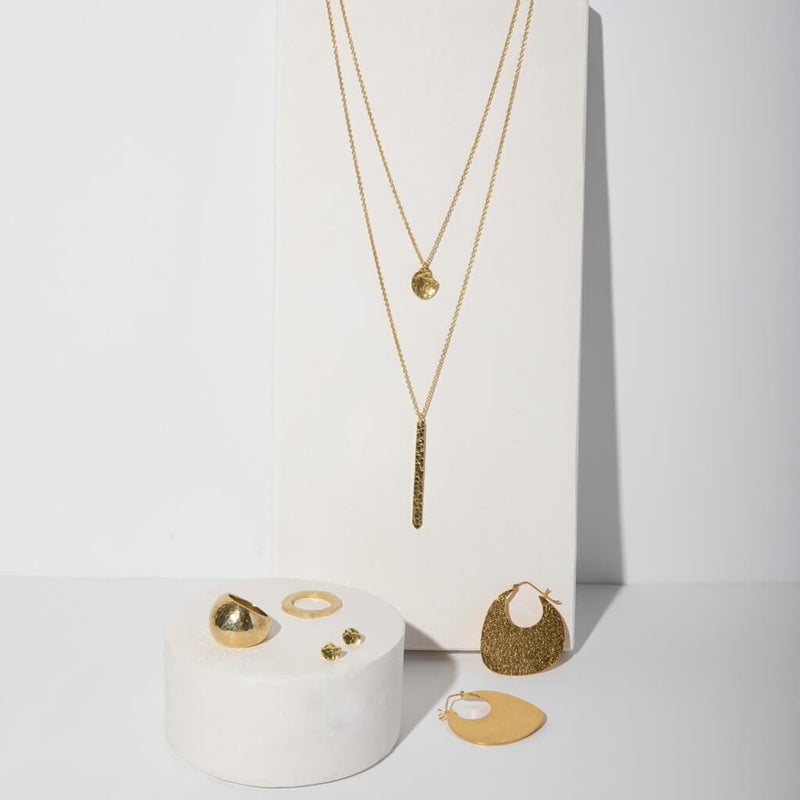 Mulxiply Minimal Stick Necklace - Hammered Brass Necklaces Mulxiply 