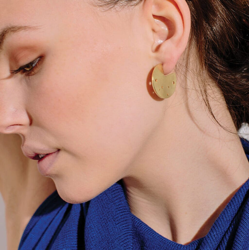 Mulxiply Moon Coin Hoop Earrings - Brass Earrings Mulxiply 