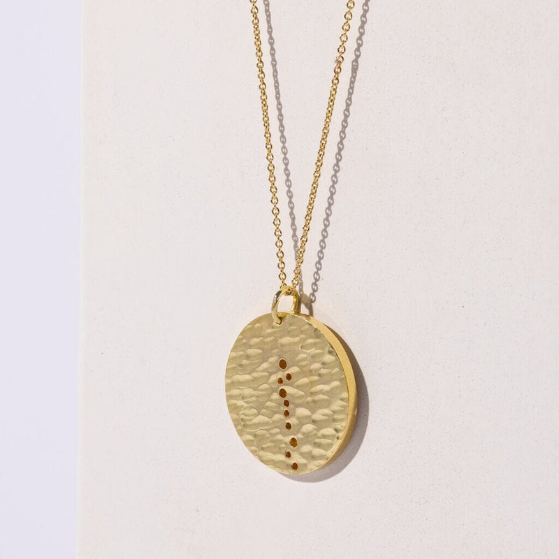 Mulxiply Moon Coin Pendant Necklace - Hammered Brass Necklaces Mulxiply 